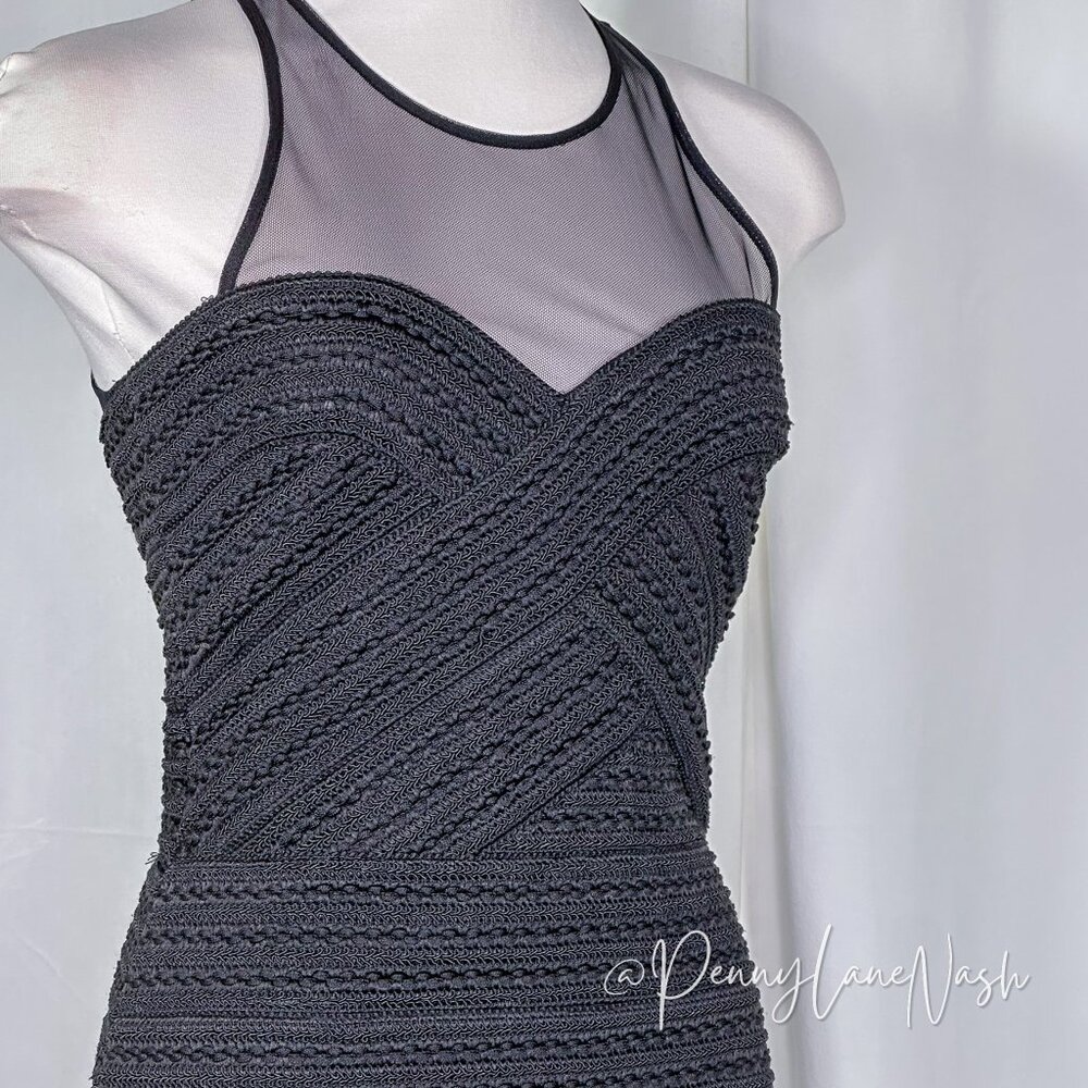Parker Gabe Black Fringe Fitted Body Con Bandage Flapper Dress - Picture 5 of 15